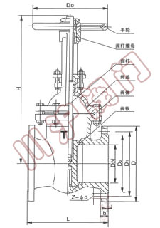 Z41鑄鐵明桿閘閥 結(jié)構(gòu)圖